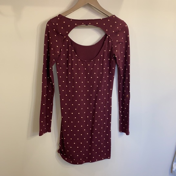 Vans burgundy dress with white hearts sz M - Picture 2 of 5